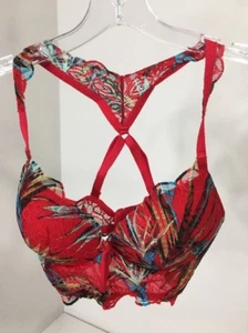 VICTORIA'S SECRET WOMEN'S  DATE V WIRE PUSH UP BRALETTE RED TROPICAL MED NEW $38 - Picture 1 of 7