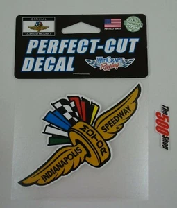 Indianapolis Motor Speedway Gold Wings Wheel Flag Perfect Cut Viny Decal IMS  - Picture 1 of 8