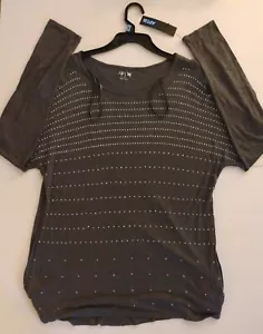 APT. 9 NWT XL Plus Size Women's Gray w Silver Drop Shoulder Long Sleeve Knit Top - Picture 1 of 7