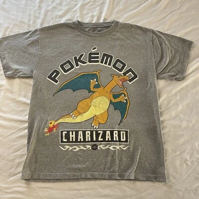 Pokémon Charizard Gray Youth Boys Size XL Graphic T-shirt Rare - Image 1 of 4