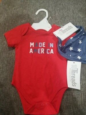 CAMISETA 10 HILOS MADE IN AMERICA BEBÉ NIÑO HEBILLA INFERIOR TALLA 0-3M NUEVA CON ETIQUETAS Foto 1 de 4