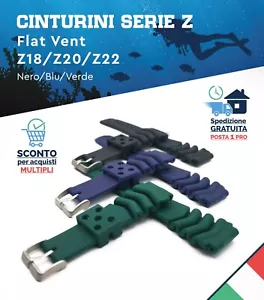 Cinturino seiko skx wave flat vent Nero Blu Verde 18 20 22 mm Diver sub gomma - Foto 1 di 11