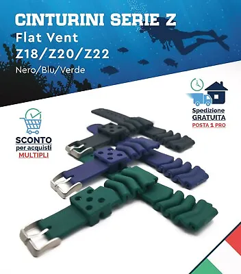 Cinturino Orologio Gomma Seiko Flat Vent Nero Blu Verde 18 20 22 Mm Diver Skx • 10.99€