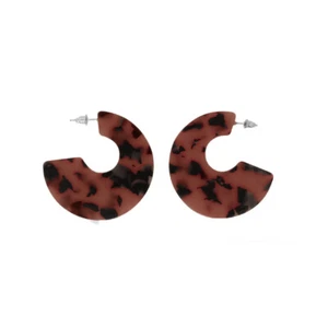 Women Silver Plated Earrings Tortoise Hoop Shell Resin Stud Christmas Earrings - Picture 1 of 7