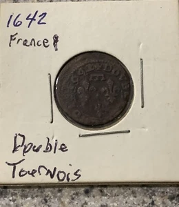 1642 FRANCE COIN DOMBES Gaston d'Orléans Double Tournois 382 Years Old WOW - Picture 1 of 5