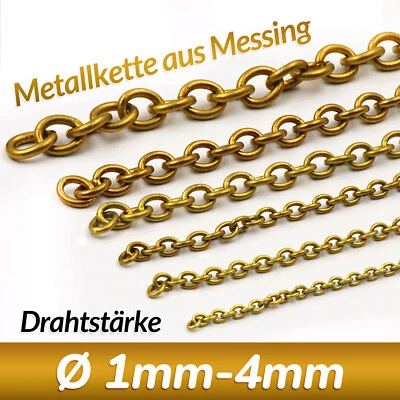 Metallkette aus Messing 1mm-4mm Ankerkette feine Kette Meterware Gliederkette - Bild 1 von 4