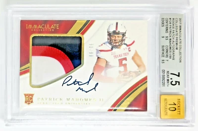 2017 PATRICK MAHOMES PANINI IMMACULATE GOLD  /99 RPA #129 ON CARD AUTO RC PATCH - Image 1 of 4