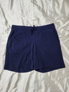 Women's Hanes Navy Blue Cotton Casual Drawstring Shorts W/ Pockets Size Medium - Picture 1 of 9