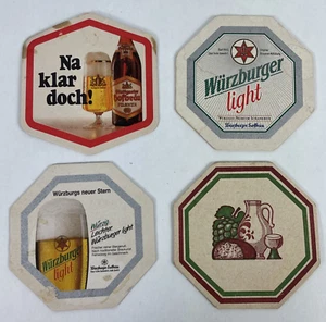 Vintage Lot of 4 German Beer Coasters Wurzburger Light Weinkruger - Picture 1 of 11