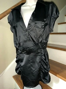 Heart Soul SEXY BLACK Top Shirt Blouse & BIG BELT Womens Size 1X ❤️tw11j31 - Picture 1 of 7