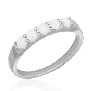 5-Stone White Fire Opal Silver Jewelry Anniversary Engagement Ring Size 7 - Picture 1 of 6
