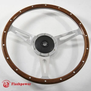 14'' Classic Riveted Wood Grain Steering Wheel Restoration MGB Midget Derrington - Picture 1 of 7