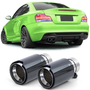 2 Embouts Sortie échappement sport noir Vrai carbone BMW Série 1 E81 E82 E87 E88 - Imagen 1 de 10