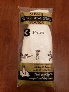 Vintage neu in Verpackung 3 Paar Deadstock 60er Größe 11 - 11,5 Arbeit Spiel Socken Masterbilt Strumpfwaren - Bild 1 von 10