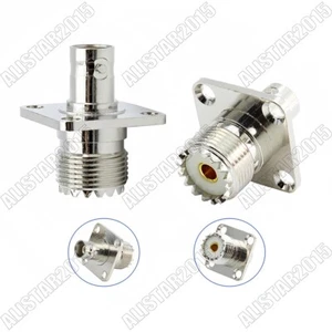 1x Adaptador BNC hembra a UHF SO239 hembra conector coaxial de montaje en panel de 4 orificios - Imagen 1 de 6