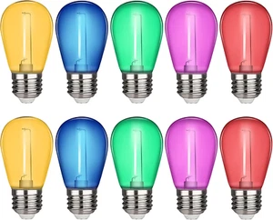 LED Colored S14 Replacement String Light Bulbs E26 Base for Halloween Christmas - Picture 1 of 12