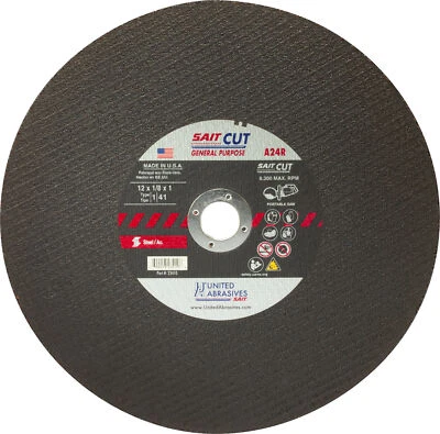 Rodas de corte de serra portátil United Abrasives SAIT 23410 12X1/8X1 A24R pacote com 10 - Imagem 1 de 2