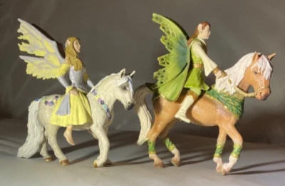 Schleich Bayala Sun Elf Falaroy  + Bayala  Fairy Sera On Elfen Horseback Fantasy - Image 1 of 4