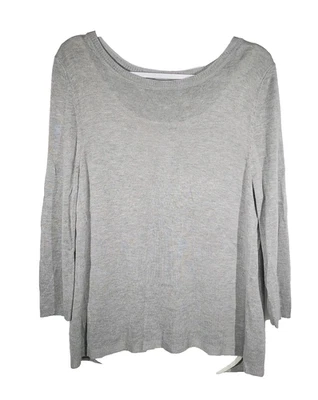 Verve Ami Split Back Sweater Chiffon Lined Large Gray Minimalist SoftGirl EUC - Image 1 of 4
