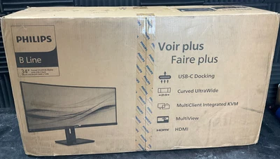 Philips B Line 34" Curved LED LCD Monitor UWQHD 346B1C ✨🔥✨FACTORY SEALED!!✨🔥✨ - Image 1 of 4