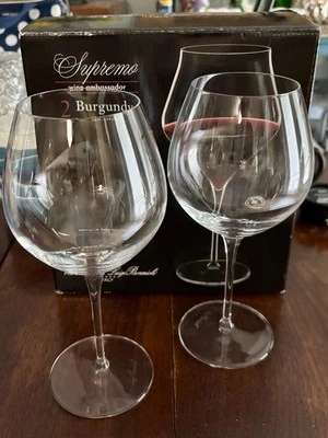 Luigi Bormioli Supremo 22 oz Burgundy Red Wine Crystal Glasses,(2) NEW in Box!! - Image 1 of 3