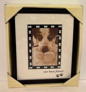 Marco de fotos de madera negra con estampado de huesos y patas de perro Our Best Friend 4x6 ¡NUEVO! - Imagen 1 de 2