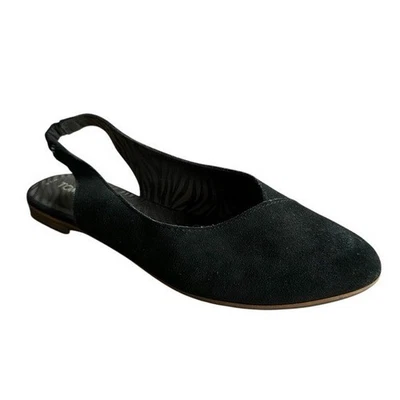 Toms Julie Slingback Shoes Flats Slip On Pointed Toe Black Suede Business Preppy - Image 1 of 4