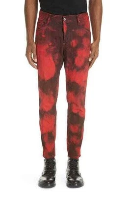 DSQUARED2 Maculato Tie-Dye Skater Jeans Red EU 46-Size 30W - Image 1 of 4