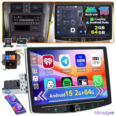 DAB+ 360° Drehbar Bildschirm 10" 64GB Android 15 Carplay Autoradio 1 DIN GPS NAV - Bild 1 von 4