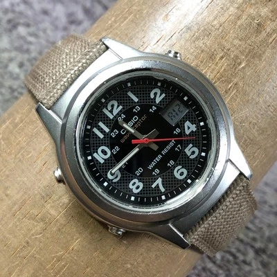 Casio Wave Ceptor Men WVQ-140A Nylon Quartz Analog Digital 37mm Watch 8 1/4" - Image 1 of 4