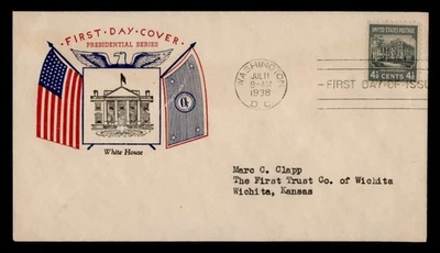 DR WHO 1938 FDC PREXIE CACHET WHITE HOUSE 4 1/2C M58991 - Image 1 of 2