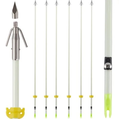 Pacote com 6 flechas de pesca com arco KEAUP 32 polegadas luminosas com cabeças largas e tiras suculentas... - Imagem 1 de 4