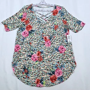 Torrid Super Soft Floral Jungle Print Criss Cross Knit Top Plus Size 2 2X NWT - Picture 1 of 9