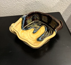 Gail Speidell Square Pottery Dish with Handles Earthtones Artist Signed - Picture 1 of 9