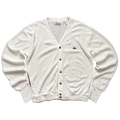 Cárdigan Suéter Izod Lacoste Vintage Años 80 Para Hombre Talla L Marfil Blanco Orlon Acrílico Foto 1 de 4