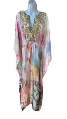 Boston Proper Goddess Cover Up 粉色多串珠亮片束腰外衣礼服度假村 尺寸 M — 第 1/4 张图片