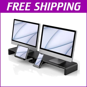 2er-Pack verstellbarer Computer Monitor Ständer mit Aufbewahrungsschublade & Telefonhalter - Bild 1 von 11