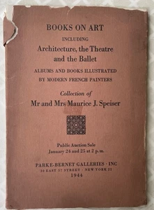 PB BÜCHER KUNST ARCHITEKTUR THEATER BALLETT Speiser Coll Auktionskatalog 1944 - Bild 1 von 1