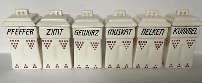 6 Jugendstil Keramik Gewürzbehälter Freya - Bild 1 von 4