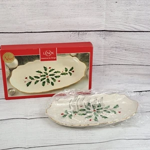 Lenox Holiday Archiv Tablett 10 1/4" Stechpalme Beeren Blätter Weihnachten  - Bild 1 von 15