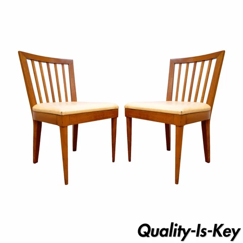 Pair Vintage Mid Century Modern Maple Slat Back Dining Chairs Paul McCobb Style Cover