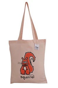 BOLSO REUTILIZABLE: Lindo bolso de mano de algodón rosa pastel ARDILLA. Regalo ideal. - Imagen 1 de 16