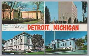 Attractions In Detroit, Michigan, USA, Vintage Post Card - Picture 1 of 2