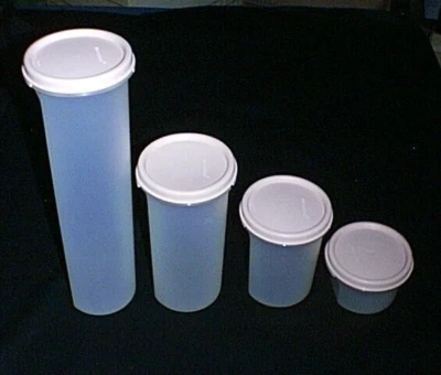 TUPPERWARE (4) Modular Mates Round 1 #1605, 2 #1606, 3 #1641, 5 #1661 PINK Seals - Image 1 of 4