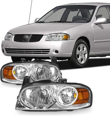 Juego de faros para Nissan Sentra 2004 2005 2006 carcasa cromada izquierda y derecha 2 piezas Foto 1 de 4