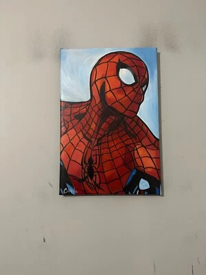 Spider-man Superhero Comic 12" x 18" Pop Art Painting Chris Cargill - Image 1 of 4