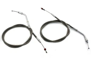 Juego de cables de acelerador y ralentí de acero inoxidable Barnett para Harleys 1981-1989 - Imagen 1 de 1