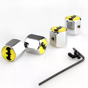 4Pcs Anti Theft Locking Covers Batman Car Tyre Tire Wheel Stem Air Valve Cap - Picture 1 of 12