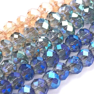 10 Strd Elektroplatte Glas Facettiert Rondelle Perlen Mini Kristall Lose Zwischenring 6x4 mm - Bild 1 von 3
