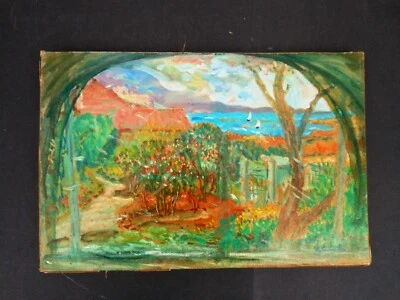 SOURDILLON Berthe (1895-1977)ANTIBES "La Garoupe" (06) Huile S/Carton toilé 1955 - Photo 1/4